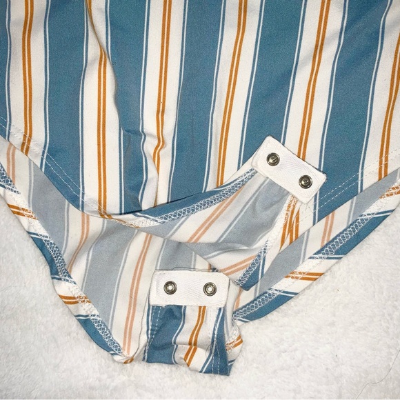 Gaze Blue Multicolor Striped Spaghetti Strap Bodysuit size XS - Picture 4 of 6